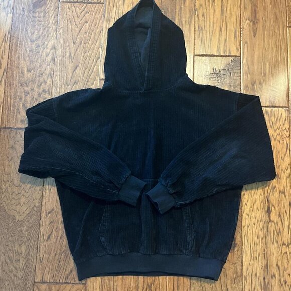 PacSun Corduroy Black Hoodie Size Small - Picture 2 of 9